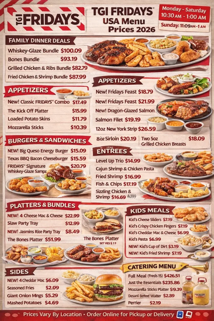 TGI Fridays Menu Prices